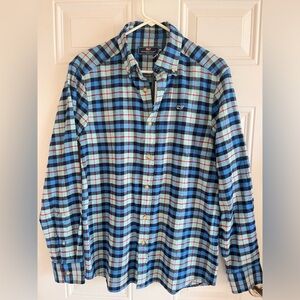 NWT Vineyard Vines Shirt Mens S Blue Plaid Midweight Whale Flannel Long Sleeve l